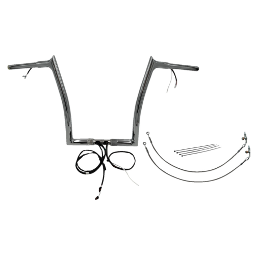 PartzBiz HD: 4416168-FBI Chrome 14" Pointed Top Plug n Play EZ 1-1/4" Handlebar Kit Harley 15 FLTRX/S | 901914