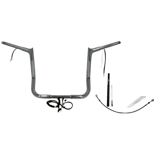 PartzBiz HD: 4416171-FBI Chrome 14" Pointed Top Plug n Play EZ 1-1/4" Handlebar Kit Harley 21-23 FLH/T | 912014
