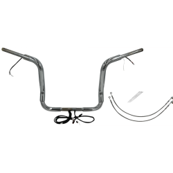 PartzBiz HD FBI-802514 - FBI Chrome 14" Round Top Plug n Play EZ 1-1/2" Handlebar Kit Harley 16-20 FLH Touring | 802514 PartzBiz HD FBI-802514 - FBI Chrome 14" Round Top Plug n Play EZ 1-1/2" Handlebar Kit Harley 16-20 FLH Touring | 802514