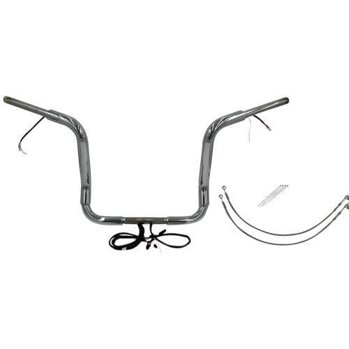 PartzBiz HD: 4416132-FBI Chrome 14" Round Top Plug n Play EZ 1-1/2" Handlebar Kit Harley 16-20 FLH Touring | 802514