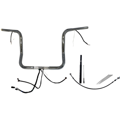 PartzBiz HD: 4416136-FBI Chrome 14" Round Top Plug n Play EZ 1-1/4" Handlebar Kit Harley 21-23 FLH/T | 912514