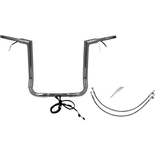 PartzBiz HD: 4416137-FBI Chrome 16" Flat Top Plug n Play EZ 1-1/2" Handlebar Kit Harley 14-15 FLH/T | 601216