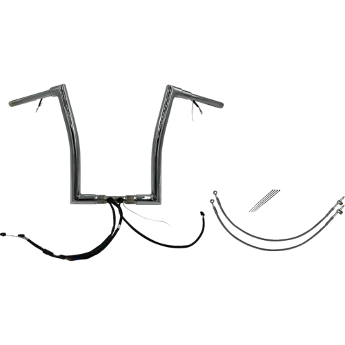 PartzBiz HD: 4416138-FBI Chrome 16" Flat Top Plug n Play EZ 1-1/2" Handlebar Kit Harley 15 FLTRX/S | 601316