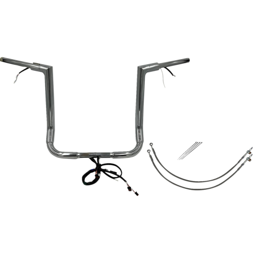 PartzBiz HD: 4416139-FBI Chrome 16" Flat Top Plug n Play EZ 1-1/2" Handlebar Kit Harley 16-20 FLH/T | 602216