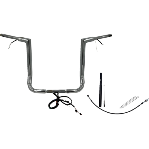 PartzBiz HD: 4416141-FBI Chrome 16" Flat Top Plug n Play EZ 1-1/2" Handlebar Kit Harley 21-23 FLH/T | 612016