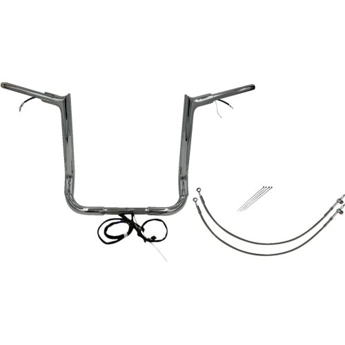 PartzBiz HD: 4416149-FBI Chrome 16" Pointed Top Plug n Play EZ 1-1/2" Handlebar Kit Harley 14-15 FLH/T | 801216