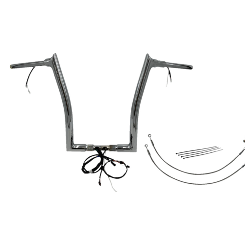 PartzBiz HD: 4416152-FBI Chrome 16" Pointed Top Plug n Play EZ 1-1/2" Handlebar Kit Harley 16-20 FLTRX/S FLTRU | 802316
