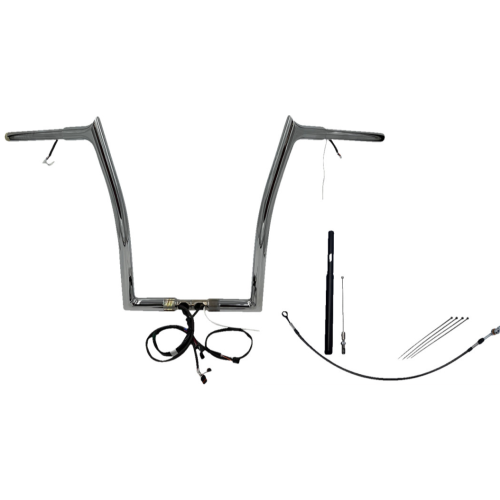 PartzBiz HD: 4416118-FBI Chrome 16" Pointed Top Plug n Play EZ 1-1/4" Handlebar Kit Harley 21-23 FLTRX/S | 912916