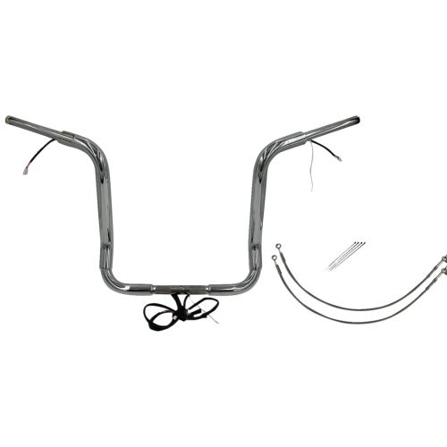 PartzBiz HD: 4416119-FBI Chrome 16" Round Top Plug n Play EZ 1-1/2" Handlebar Kit Harley 14-15 FLH Touring | 801516