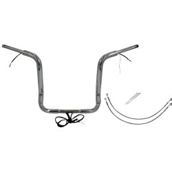 PartzBiz HD FBI-802516 - FBI Chrome 16" Round Top Plug n Play EZ 1-1/2" Handlebar Kit Harley 16-20 FLH Touring | 802516 PartzBiz HD FBI-802516 - FBI Chrome 16" Round Top Plug n Play EZ 1-1/2" Handlebar Kit Harley 16-20 FLH Touring | 802516