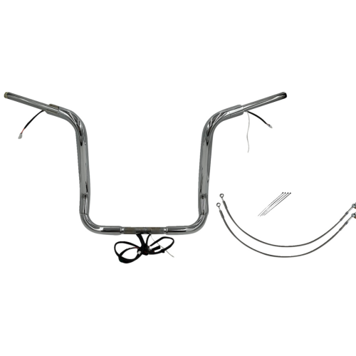 PartzBiz HD: 4416120-FBI Chrome 16" Round Top Plug n Play EZ 1-1/2" Handlebar Kit Harley 16-20 FLH Touring | 802516