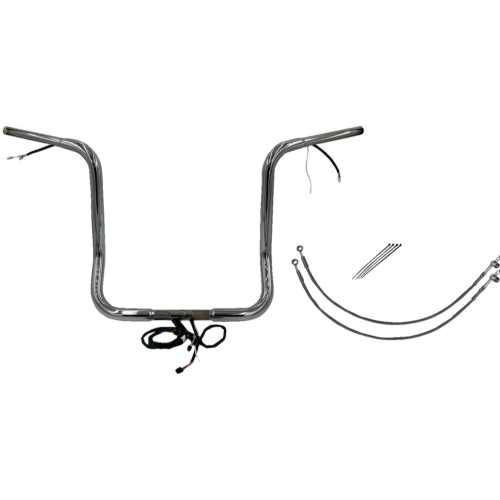 PartzBiz HD: 4416122-FBI Chrome 16" Round Top Plug n Play EZ 1-1/4" Handlebar Kit Harley 14-15 FLH/T | 901516