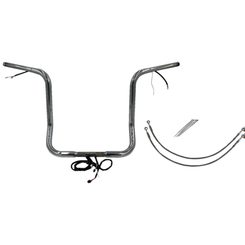 PartzBiz HD: 4416123-FBI Chrome 16" Round Top Plug n Play EZ 1-1/4" Handlebar Kit Harley 16-20 FLH/T | 902516