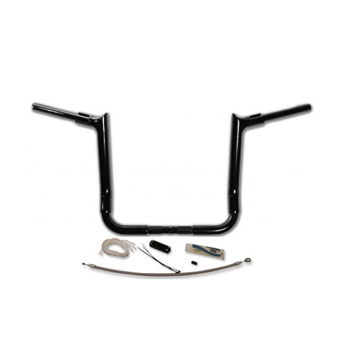 PartzBiz HD: 4416128-FBI Fat Baggers 1-1/2 Black 12" EZ Install Pointed Handlelbar Cable PKG FLH 08-13 | 809112-B