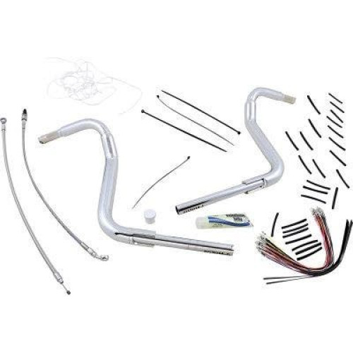 PartzBiz HD: 4416081-FBI Fat Baggers 1-1/2 Chrome 14" EZ Install Rounded Top Handlelbar Cable PKG FLH 14-20 809514 0601-5295 06015295