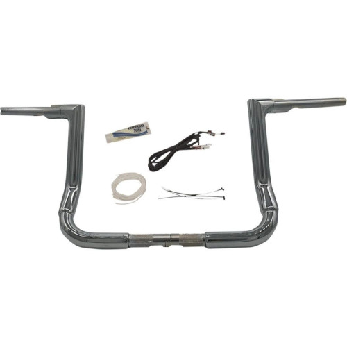 PartzBiz HD: 4416048-FBI Fat Baggers 1-1/2" EZ Install Flat Top Handlebar Kit w/ Cables Harley 14-20