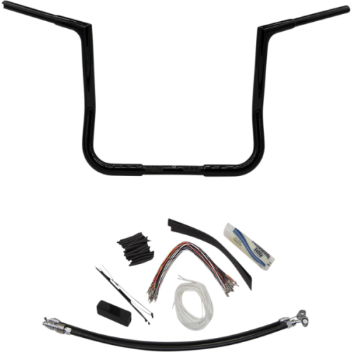 PartzBiz HD: 4416051-FBI Fat Baggers 1-1/4 Black 14 EZ Install Flat Top Handlebar Harley Batwing 98-13