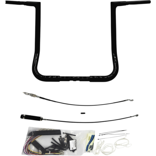PartzBiz HD: 4416053-FBI Fat Baggers 1-1/4 สีดำ 16 EZ ติดตั้งแบนด้านบน Handlebar Harley Batwing 98-13