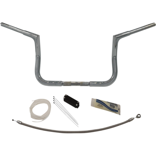 PartzBiz HD: 4416055-FBI Fat Baggers 1-1/4 Chrome 10 EZ Install Flat Top Handlebar Harley Batwing 98-13