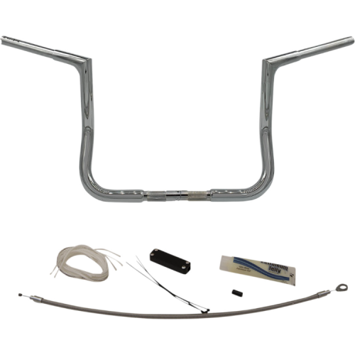 PartzBiz HD: 4416056-FBI Fat Baggers 1-1/4 Chrome 12 EZ Install Flat Top Handlebar Harley Batwing 98-13