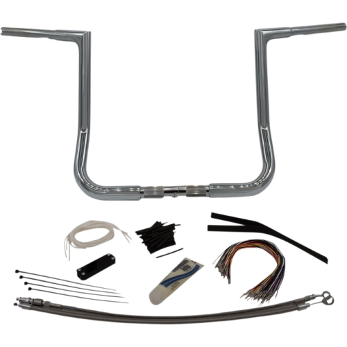 PartzBiz HD: 4416058-FBI Fat Baggers 1-1/4 Chrome 14 EZ Install Flat Top Handlebar Harley Batwing 98-13