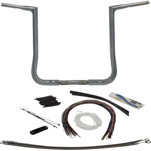 PartzBiz HD: 4416060-FBI Fat Baggers 1-1/4 Chrome 16 EZ Install Flat Top Handlebar Harley Batwing 98-13