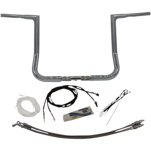 PartzBiz HD: 4416061-FBI Fat Baggers 1-1/4 Chrome 14 EZ ติดตั้งแบนด้านบนHandlebar Harley Touring 14-20