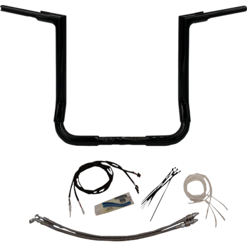 PartzBiz HD: 4416064-FBI Fat Baggers Black 1-1/2" EZ Install Flat Top 16" Handlebar Harley FLH 14-Up