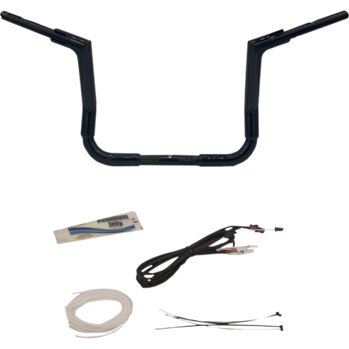 PartzBiz HD: 4416065-FBI Fat Baggers Black 1-1/2" EZ Install Flat Top 12" Handlebar Harley FLH 14-Up