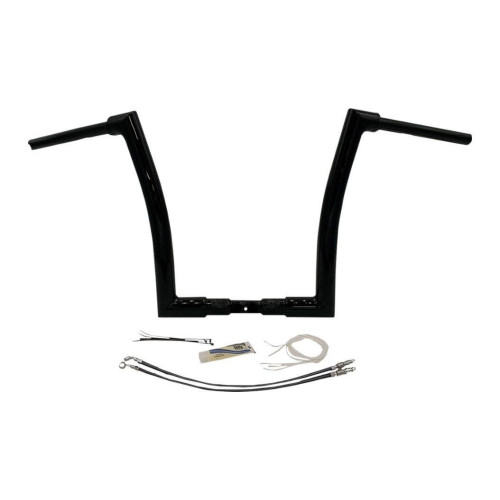 PartzBiz HD: 4416067-FBI Fat Baggers Black 1-1/2" EZ Install Flat Top 14" Handlebar Harley FLTR 15-20