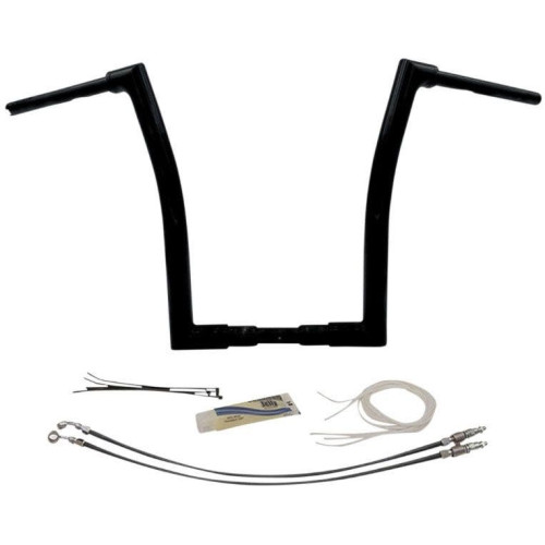 PartzBiz HD: 4416027-FBI Fat Baggers Black 1-1/2" EZ Install Flat Top 16" Handlebar Harley FLTR 15-20