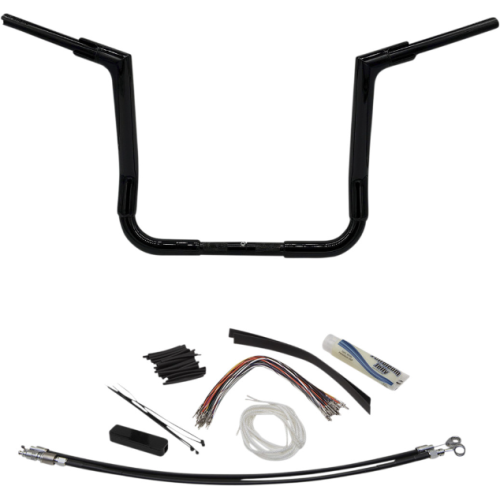 PartzBiz HD: 4416029-FBI Fat Baggers Black 1-1/2 EZ Install Flat Top Handlebar 12" Harley FLH 08-13