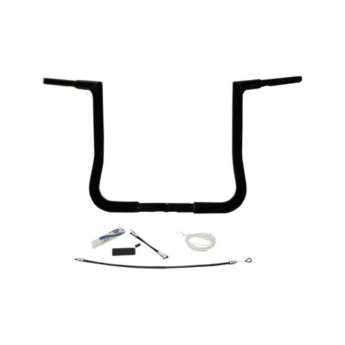 PartzBiz HD: 4416035-FBI Fat Baggers Black 1-1/4" EZ Install Flat Top 12" Handlebar Harley FLH 08-13