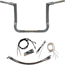 PartzBiz HD FBI-609214 - FBI Fat Baggers Chrome 1-1/2” EZ ติดตั้งแฮนด์แบนด้านบน 14” Harley FLH 14-Up