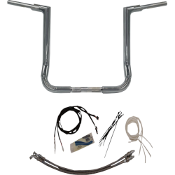 PartzBiz HD FBI-609216 - FBI Fat Baggers Chrome 1-1/2” EZ ติดตั้งแฮนด์แบนด้านบน 16” Harley FLH 14-Up