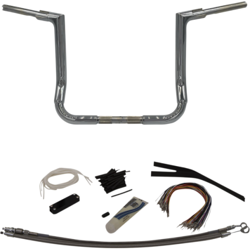 PartzBiz HD: 4415968-Fat Baggers Inc 1-1/2 EZ ติดตั้งแฮนด์แบบแบน 12” Harley Batwing 08-13