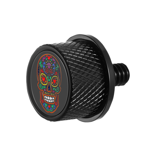 PartzBiz HD: 4415688-ชุดติดตั้งเบาะนั่ง Figurati Designs Black W/Sugar Skull สำหรับ Harley All Touring/Trike | FD30-ที่นั่ง-สกรู-BLK