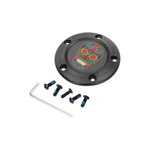 PartzBiz HD: 4415690-Figurati Designs Black W/Sugar Skull Timing Cover สำหรับ Harley 99-17 Twin Cam | FD30-TC-5H-BLK