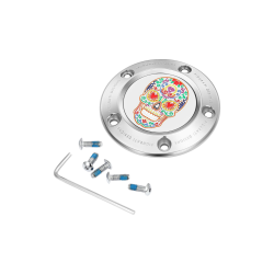 PartzBiz HD DS09402164 - Figurati Designs Polished W/Sugar Skull Timing Cover for Harley 99-17 Twin Cam | FD30-TC-5H-SS