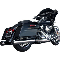 PartzBiz HD DS18011100 - Firebrand 4" Chrome Grand Prix Slip-On Exhaust Mufflers for Harley FLH/T 2017 | 10-1025