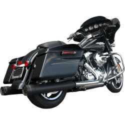 PartzBiz HD DS18010873 - Firebrand Black 4" Grand Prix Slip On Mufflers Exhaust for Harley FLH/T 95-16 | 10-1008