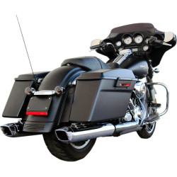 PartzBiz HD DS18011094 - Firebrand Chrome Baritone 4" Slip On Exhaust Mufflers for Harley FLH/T 2017 | 10-1019