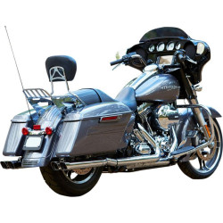 PartzBiz HD DS18010871 - Firebrand Chrome Double Down Slip On Mufflers Exhaust for Harley FLH/T 95-16 | 10-1004