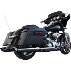 PartzBiz HD DS18011032 - Firebrand Chrome w/ Black Tips Baritone 4" Slip On Exhaust Mufflers Harley 95-16 | 10-1009