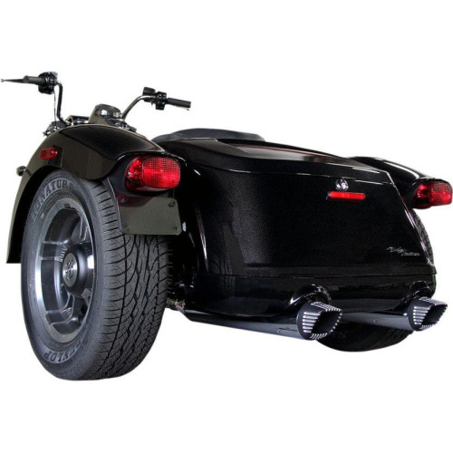 PartzBiz HD: 4415619-Firebrand Chrome w/ Black Tips Baritone 4" Slip On Exhaust Mufflers Harley FLRT | 10-1017