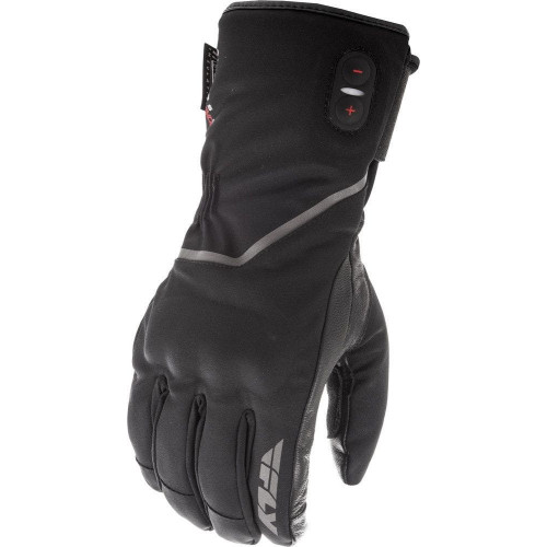 PartzBiz HD: 4415602-Fly Racing สีดำ Ignitor Pro อุ่นหนังถุงมือขี่รถจักรยานยนต์ (XS-4XL) 476-2920 Harley เมตริกที่ดีที่สุดใหม่เกียร์ป้องกันหนาคุณภาพสูงเครื่องชาร์จแบตเตอรี่ไฟฟ้าคู่เบาะ