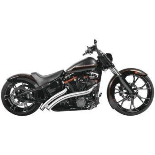 PartzBiz HD: 4415562-Freedom Performance Chrome Exhaust Radical Radius Crossover w/ Star Tips Softail