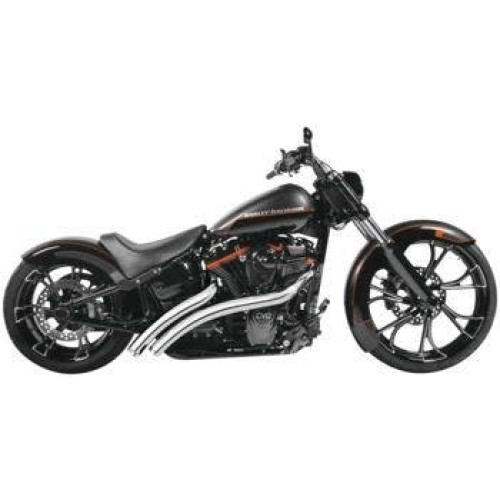 PartzBiz HD: 4415563-Freedom Performance Black Exhaust Radical Radius Crossover w/ Star Tips Softail