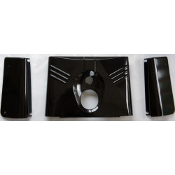 PartzBiz HD 651849 - Gloss Black Slider Covers Headlight Fork Ribbed Tins Nacelle 3 Piece Harley FL Softail