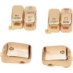 PartzBiz HD DS06160185 - Drag Gold 6 Piece Handlebar Control Switch Key Cap Set Dyna Softail XL FLHT | Drag Specialties